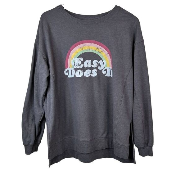 WILDFOX Easy Does It Graphic Sweatshirt in Gray and Rainbow Size Large - Picture 2 of 8